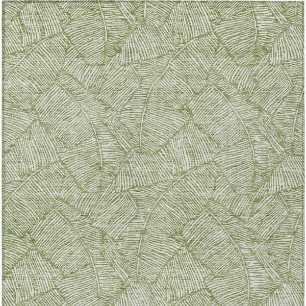Homeroots 3' Artichoke Green Floral Area Rug - Washable, Durable, Perfect For Indoor & Outdoor Spaces! 9' X 12' Polyester 594621