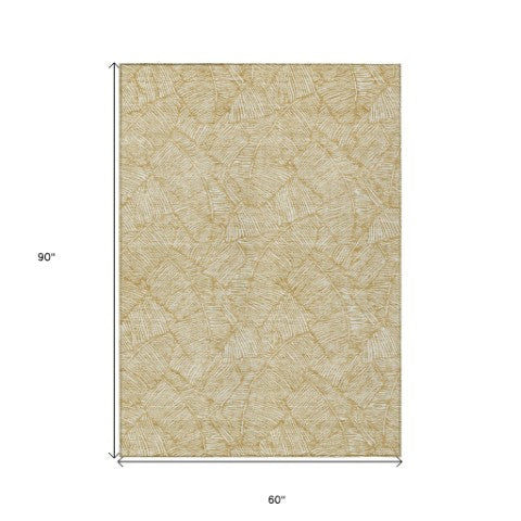Homeroots 3' Artichoke Green Floral Area Rug - Washable, Durable, Perfect For Indoor & Outdoor Spaces! 5' X 8' Polyester 594624