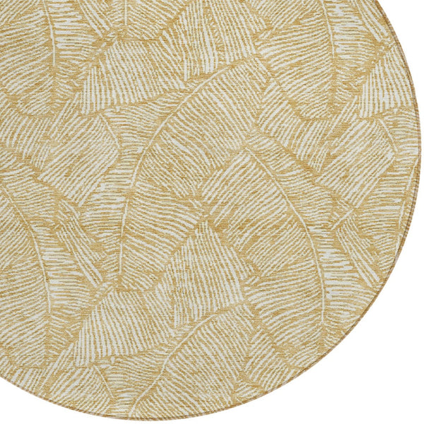 Homeroots 3' Artichoke Green Floral Area Rug - Washable, Durable, Perfect For Indoor & Outdoor Spaces! 8' Round Polyester 594625