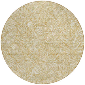 Homeroots 3' Artichoke Green Floral Area Rug - Washable, Durable, Perfect For Indoor & Outdoor Spaces! 8' Round Polyester 594625