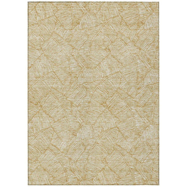 HomeRoots 5' Floral Gold and Beige Area Rug - Durable, Washable, Perfect for Indoor and Outdoor Spaces 8' X 10' 594626
