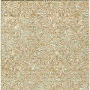 HomeRoots 9' Gold and Beige Floral Washable Area Rug – Elegant Indoor/Outdoor Design for Durable Living Spaces 594627