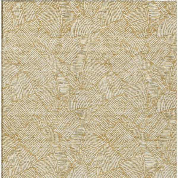 HomeRoots 9' Gold and Beige Floral Washable Area Rug – Elegant Indoor/Outdoor Design for Durable Living Spaces 594627