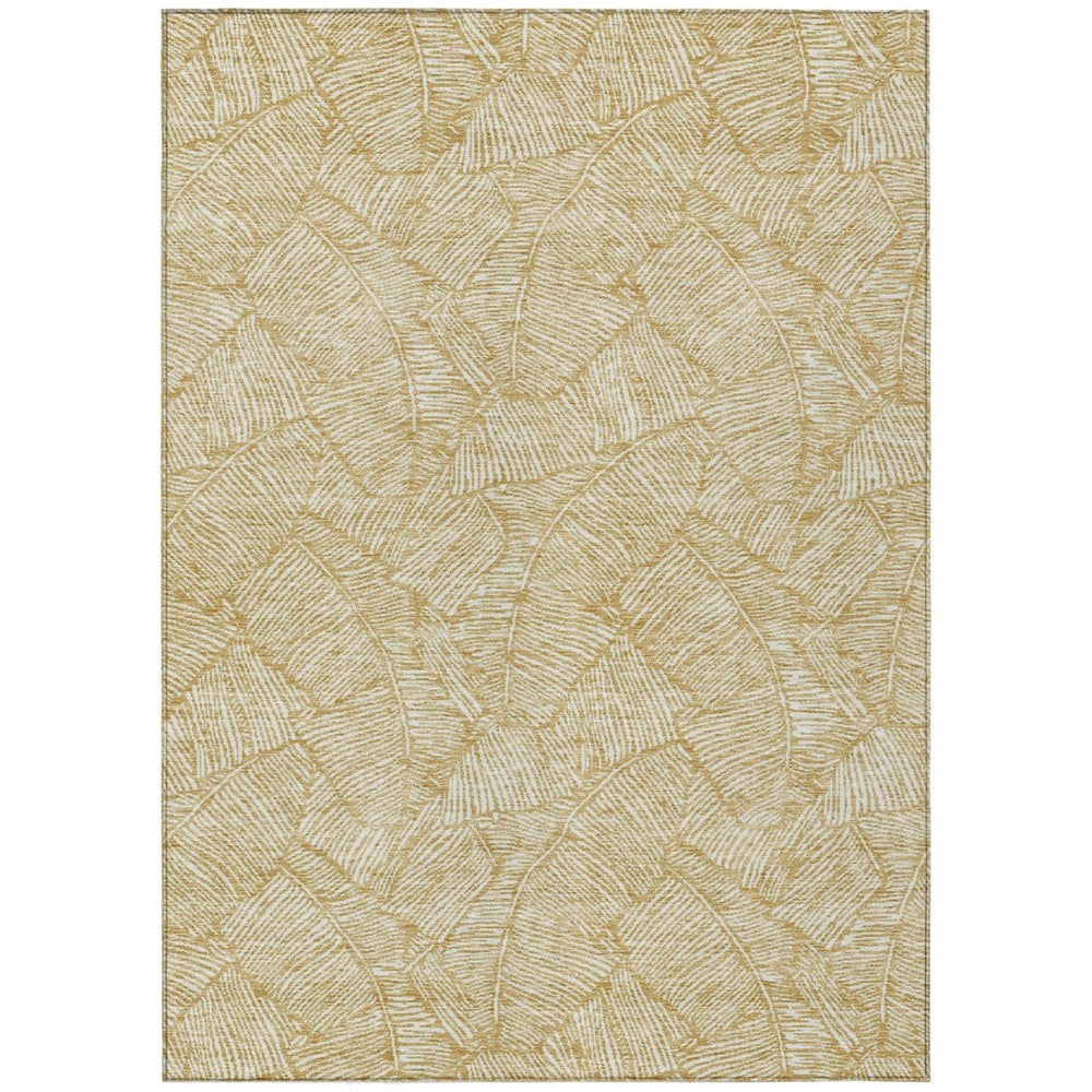 HomeRoots 9' Gold and Beige Floral Washable Area Rug – Elegant Indoor/Outdoor Design for Durable Living Spaces 594627