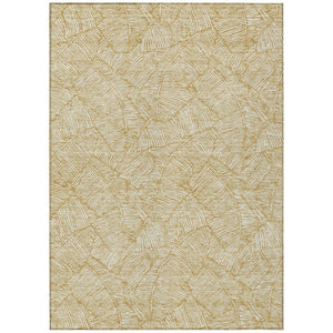 HomeRoots 9' Gold and Beige Floral Washable Area Rug – Elegant Indoor/Outdoor Design for Durable Living Spaces 594627