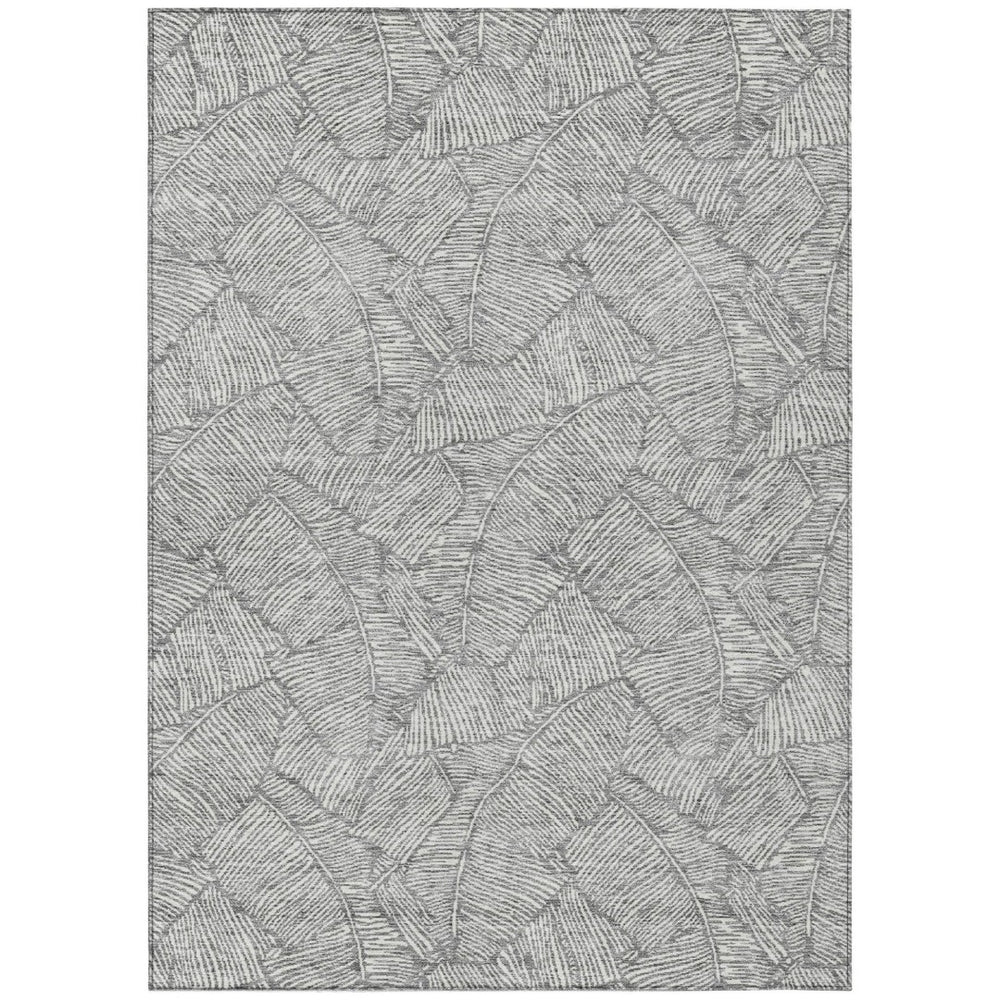 HomeRoots 5' Gray and Ivory Floral Rug for Indoor and Outdoor Use – Durable, Washable, and Elegant Design 5' X 8' 594630
