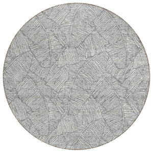HomeRoots 5' Gray and Ivory Floral Rug for Indoor and Outdoor Use – Durable, Washable, and Elegant Design 8' Round 594631