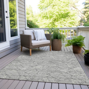 Homeroots 3' Artichoke Green Floral Area Rug - Washable, Durable, Perfect For Indoor & Outdoor Spaces! 9' X 12' Polyester 594633