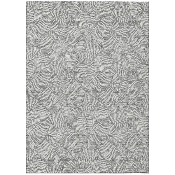 HomeRoots 5' Gray and Ivory Floral Rug for Indoor and Outdoor Use – Durable, Washable, and Elegant Design 10' X 14' 594634