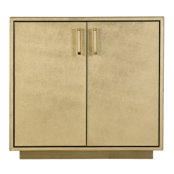 Butler Specialty Butler Francois 32 In. W Wood & Leather 2-door Accent Cabinet - Modern Elegance For Any Space Gold Mdf,Genuine Leather,Brass 5946350-butler