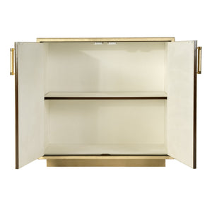 Butler Specialty Butler Francois 32 In. W Wood & Leather 2-door Accent Cabinet - Modern Elegance For Any Space Gold Mdf,Genuine Leather,Brass 5946350-butler