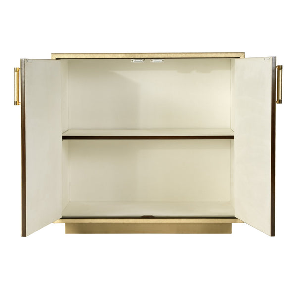 Butler Specialty Butler Francois 32 In. W Wood & Leather 2-door Accent Cabinet - Modern Elegance For Any Space Gold Mdf,Genuine Leather,Brass 5946350-butler