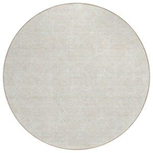 HomeRoots 5' Timeless Ivory and Beige Floral Area Rug for Indoor and Outdoor Use – Durable, Washable Design 8' Round 594637