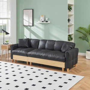 English Elm 86.61 Modern Teddy Fabric Sofa Bed with Storage, Solid Wood Frame, Gold Legs, 500lb Capacity Black W1278S00069