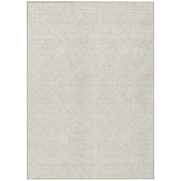 HomeRoots 5' Timeless Ivory and Beige Floral Area Rug for Indoor and Outdoor Use – Durable, Washable Design 8' X 10' 594638