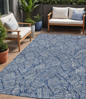 Homeroots 3' Artichoke Green Floral Area Rug - Washable, Durable, Perfect For Indoor & Outdoor Spaces! 5' X 8' Polyester 594642