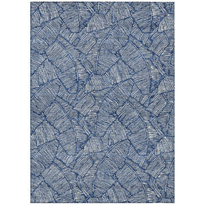 HomeRoots 5' Navy Blue and Ivory Floral Area Rug - Durable, Washable Design for Indoor and Outdoor Spaces 8' X 10' 594644