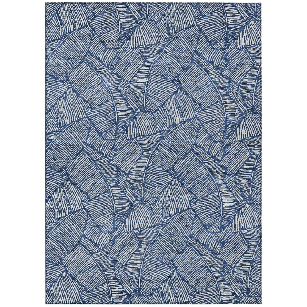 HomeRoots 9' X 12' Navy Blue Floral Area Rug - Stylish, Washable & Durable for Indoor/Outdoor Spaces! 594645
