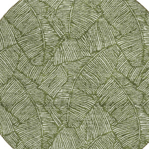 Homeroots 3' Artichoke Green Floral Area Rug - Washable, Durable, Perfect For Indoor & Outdoor Spaces! 8' Round Polyester 594649