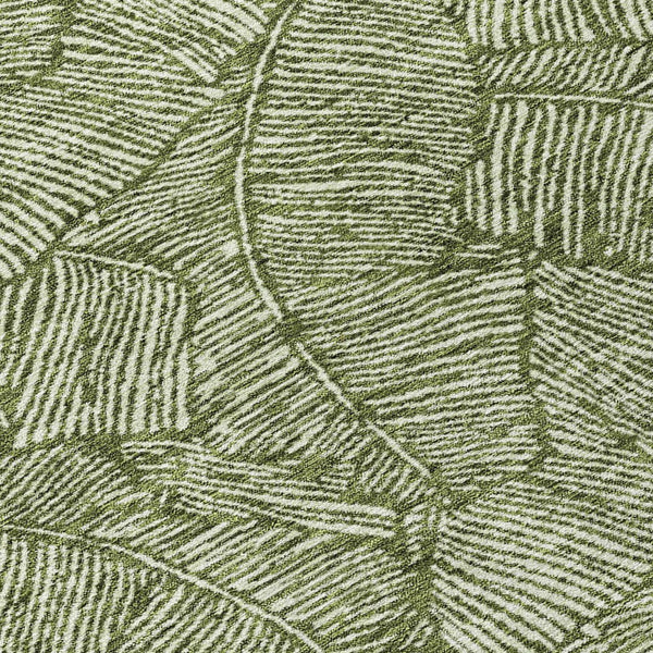 Homeroots 3' Artichoke Green Floral Area Rug - Washable, Durable, Perfect For Indoor & Outdoor Spaces! 8' Round Polyester 594649