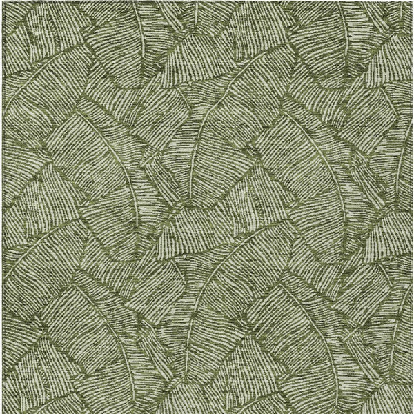 Homeroots 3' Artichoke Green Floral Area Rug - Washable, Durable, Perfect For Indoor & Outdoor Spaces! 8' X 10' Polyester 594650