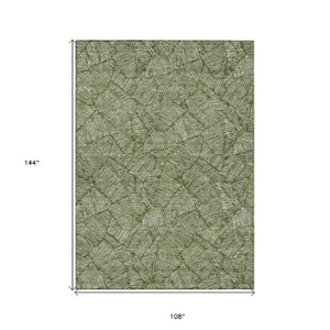 Homeroots 3' Artichoke Green Floral Area Rug - Washable, Durable, Perfect For Indoor & Outdoor Spaces! 9' X 12' Polyester 594651