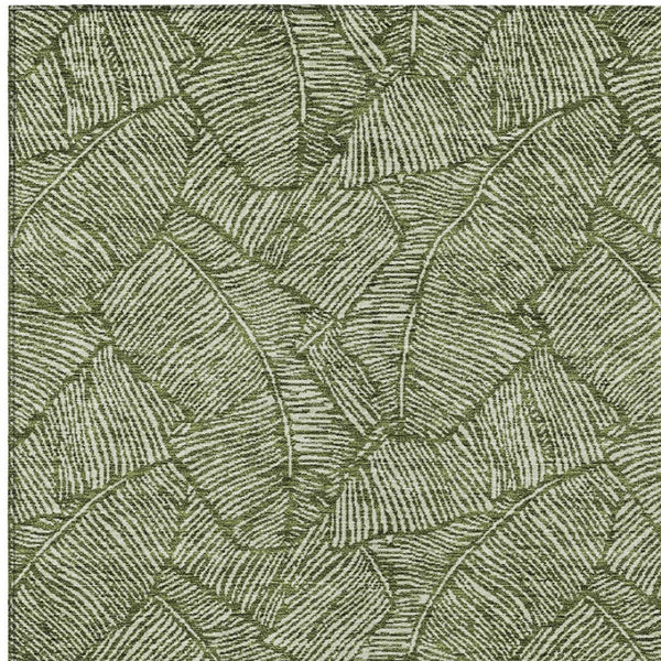 Homeroots 3' Artichoke Green Floral Area Rug - Washable, Durable, Perfect For Indoor & Outdoor Spaces! 9' X 12' Polyester 594651