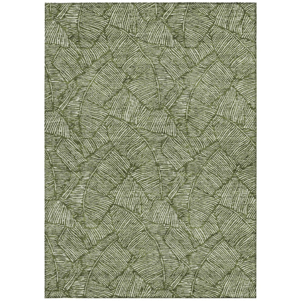 Homeroots 3' Artichoke Green Floral Area Rug - Washable, Durable, Perfect For Indoor & Outdoor Spaces! 10' X 14' Polyester 594652