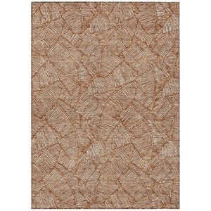 HomeRoots 5' Copper and Beige Floral Area Rug - Durable, Washable Design for Indoor and Outdoor Elegance 5' X 8' 594654
