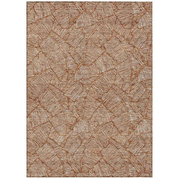 HomeRoots 5' Copper and Beige Floral Area Rug - Durable, Washable Design for Indoor and Outdoor Elegance 5' X 8' 594654