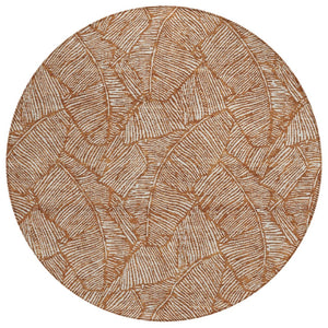 HomeRoots 5' Copper and Beige Floral Area Rug - Durable, Washable Design for Indoor and Outdoor Elegance 8' Round 594655