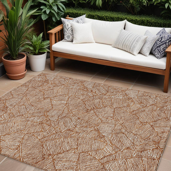 Homeroots 3' Artichoke Green Floral Area Rug - Washable, Durable, Perfect For Indoor & Outdoor Spaces! 8' X 10' Polyester 594656
