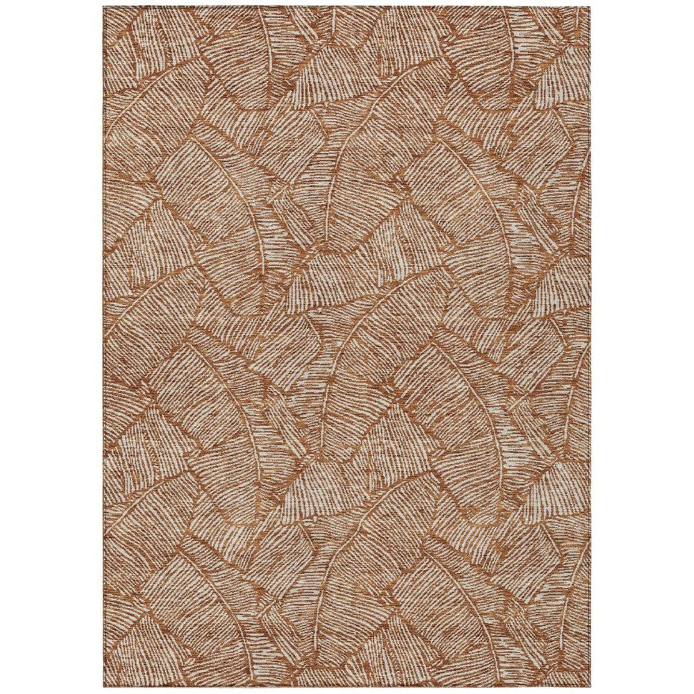 HomeRoots 9' X 12' Copper Floral Washable Area Rug for Indoor/Outdoor Use – Durable, Stylish, Easy Care Design 594657