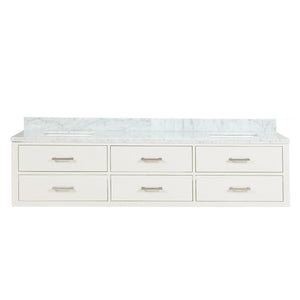 English Elm White Double Bath Vanity 80" W x 22" D with Carrara Marble Top — Solid Wood Frame, Soft-Close Drawers, Fully Assembled B2731P258121