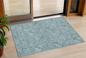 Homeroots 3' Artichoke Green Floral Area Rug - Washable, Durable, Perfect For Indoor & Outdoor Spaces! 3' X 5' Polyester 594665