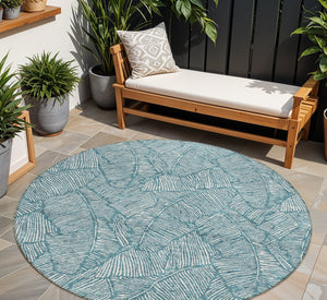 Homeroots 3' Artichoke Green Floral Area Rug - Washable, Durable, Perfect For Indoor & Outdoor Spaces! 8' Round Polyester 594667