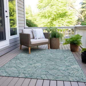 Homeroots 3' Artichoke Green Floral Area Rug - Washable, Durable, Perfect For Indoor & Outdoor Spaces! 8' X 10' Polyester 594668