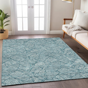 Homeroots 3' Artichoke Green Floral Area Rug - Washable, Durable, Perfect For Indoor & Outdoor Spaces! 8' X 10' Polyester 594668