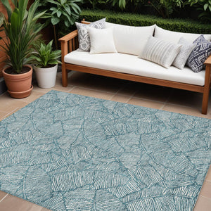 Homeroots 3' Artichoke Green Floral Area Rug - Washable, Durable, Perfect For Indoor & Outdoor Spaces! 10' X 14' Polyester 594670