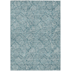 HomeRoots 5' Teal Blue and Ivory Floral Area Rug - Durable, Washable Design for Indoor and Outdoor Spaces 10' X 14' 594670
