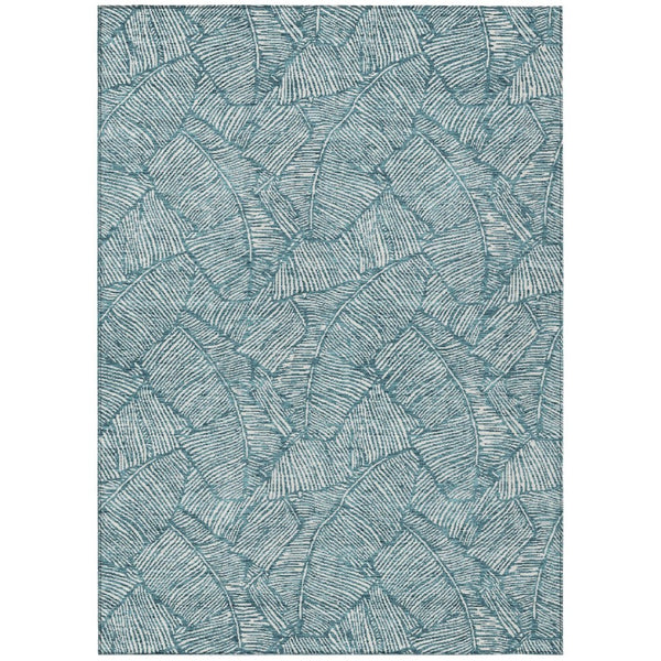 HomeRoots 5' Teal Blue and Ivory Floral Area Rug - Durable, Washable Design for Indoor and Outdoor Spaces 10' X 14' 594670