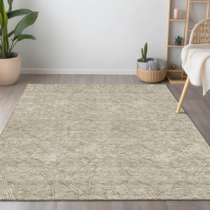 Homeroots 3' Artichoke Green Floral Area Rug - Washable, Durable, Perfect For Indoor & Outdoor Spaces! 8' X 10' Polyester 594674