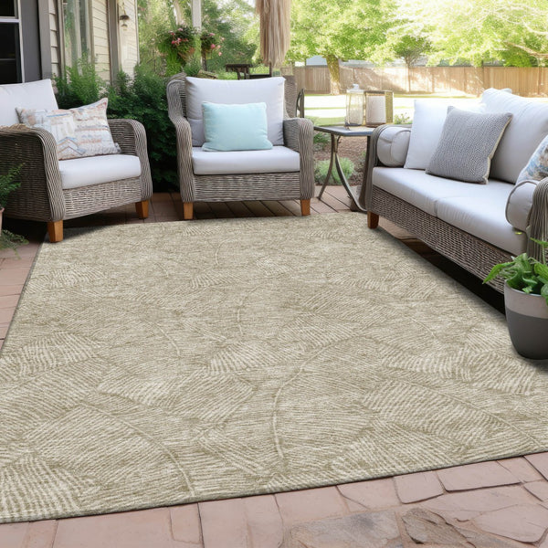 Homeroots 3' Artichoke Green Floral Area Rug - Washable, Durable, Perfect For Indoor & Outdoor Spaces! 9' X 12' Polyester 594675