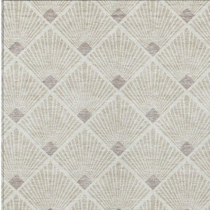 Homeroots 3' Beige And Ivory Geometric Washable Area Rug For Indoor And Outdoor Spaces - Durable Design 3' X 5' Polyester 594677