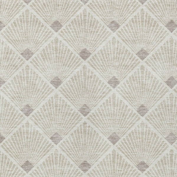 Homeroots 3' Beige And Ivory Geometric Washable Area Rug For Indoor And Outdoor Spaces - Durable Design 5' X 8' Polyester 594678