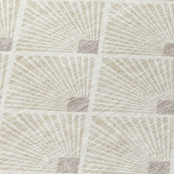 Homeroots 3' Beige And Ivory Geometric Washable Area Rug For Indoor And Outdoor Spaces - Durable Design 5' X 8' Polyester 594678