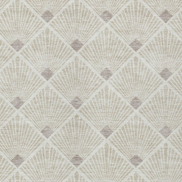 Homeroots 3' Beige And Ivory Geometric Washable Area Rug For Indoor And Outdoor Spaces - Durable Design 8' X 10' Polyester 594680