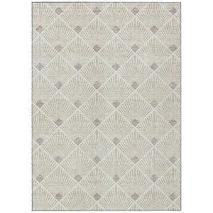 HomeRoots 9' X 12' Beige and Ivory Geometric Area Rug - Stylish, Washable, Indoor/Outdoor, Durable & Versatile 594681