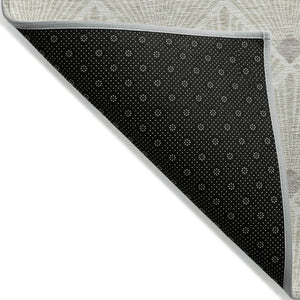 HomeRoots 9' X 12' Beige and Ivory Geometric Area Rug - Stylish, Washable, Indoor/Outdoor, Durable & Versatile 594681