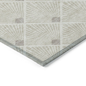HomeRoots 9' X 12' Beige and Ivory Geometric Area Rug - Stylish, Washable, Indoor/Outdoor, Durable & Versatile 594681